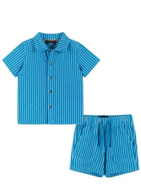 Andy & Evan baby boy turquoise terry shorts and top set